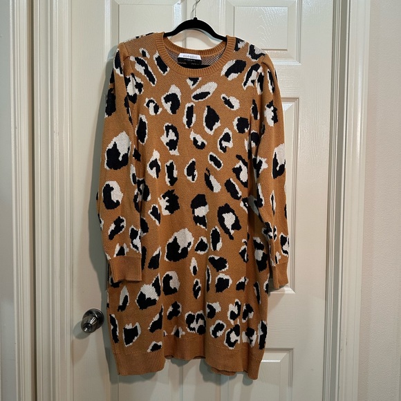 Eloquii Elements plus size long sleeve sweater dress animal print size 22/24 - Picture 2 of 5